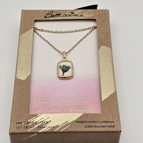 Bellissima Jewelry - Bellissima 14K Gold Dipped Bellflower Multi Strand Pressed Flower Necklace
